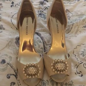 Satin and rhinestone heels